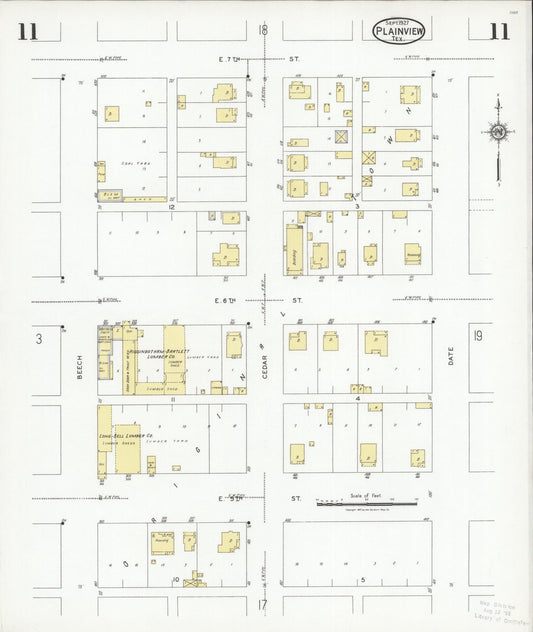 Sanborn Fire Insurance Map from Plainview, Hale County, Texas (1927), Sheet #0011 - Historic Sanborn Fire Insurance Map Print, vintage old map wall art, antique decor, genealogy gift, Texas Texas map