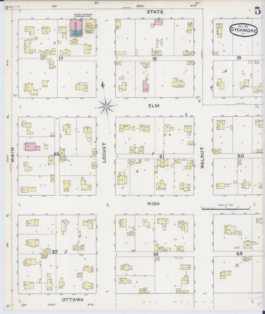 Sanborn Fire Insurance Map from Sycamore, De Kalb County, Illinois (1891), Sheet #0005 - Historic Sanborn Fire Insurance Map Print, vintage old map wall art, antique decor, genealogy gift, Illinois Illinois map