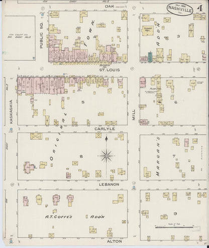 Sanborn Fire Insurance Map from Nashville, Washington County, Illinois (1886), Sheet #0004 - Historic Sanborn Fire Insurance Map Print, vintage old map wall art, antique decor, genealogy gift, Illinois Illinois map