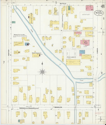 Sanborn Fire Insurance Map from Warsaw, Wyoming County, New York (1903), Sheet #0008 - Complete Map Set gallery image, historic Sanborn map, vintage wall art, Warsaw Wyoming