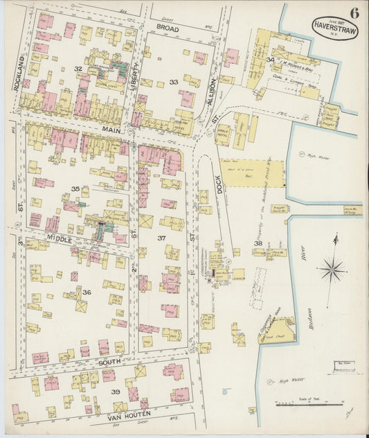 Sanborn Fire Insurance Map from Haverstraw, Rockland County, New York (1887), Sheet #0006 - Historic Sanborn Fire Insurance Map Print, vintage old map wall art, antique decor, genealogy gift, New York New York map