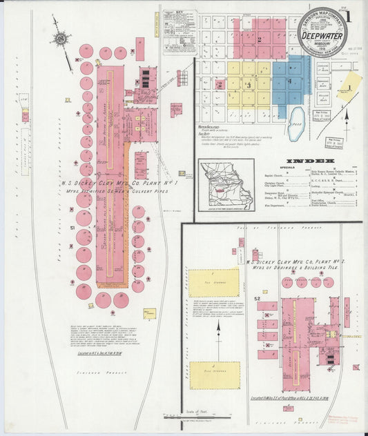 Sanborn Fire Insurance Map from Deepwater, Henry County, Missouri. (1918) – Historic Sanborn Fire Insurance Map Print