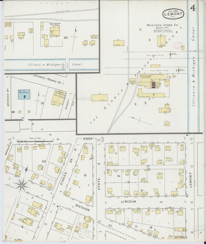 Sanborn Fire Insurance Map from Lemont, Cook County, Illinois (1894), Sheet #0004 - Complete Map Set gallery image, historic Sanborn map, vintage wall art, Illinois Illinois