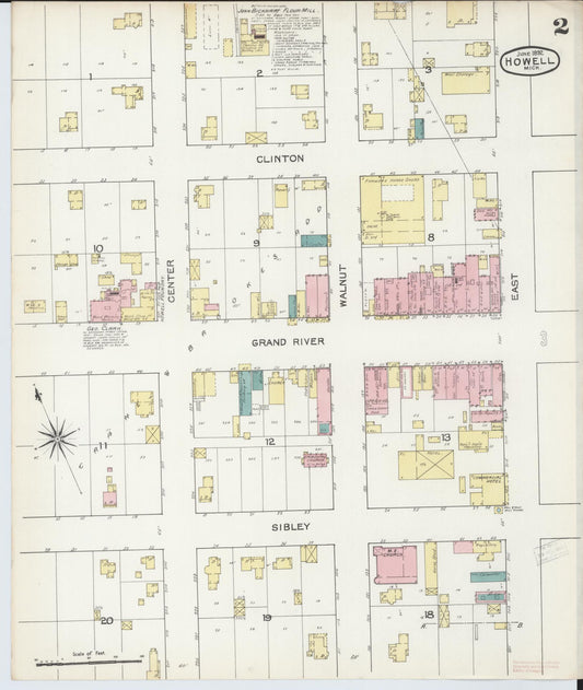 Sanborn Fire Insurance Map from Howell, Livingston County, Michigan (1892), Sheet #0002 - Historic Sanborn Fire Insurance Map Print, vintage old map wall art, antique decor, genealogy gift, Michigan Michigan map