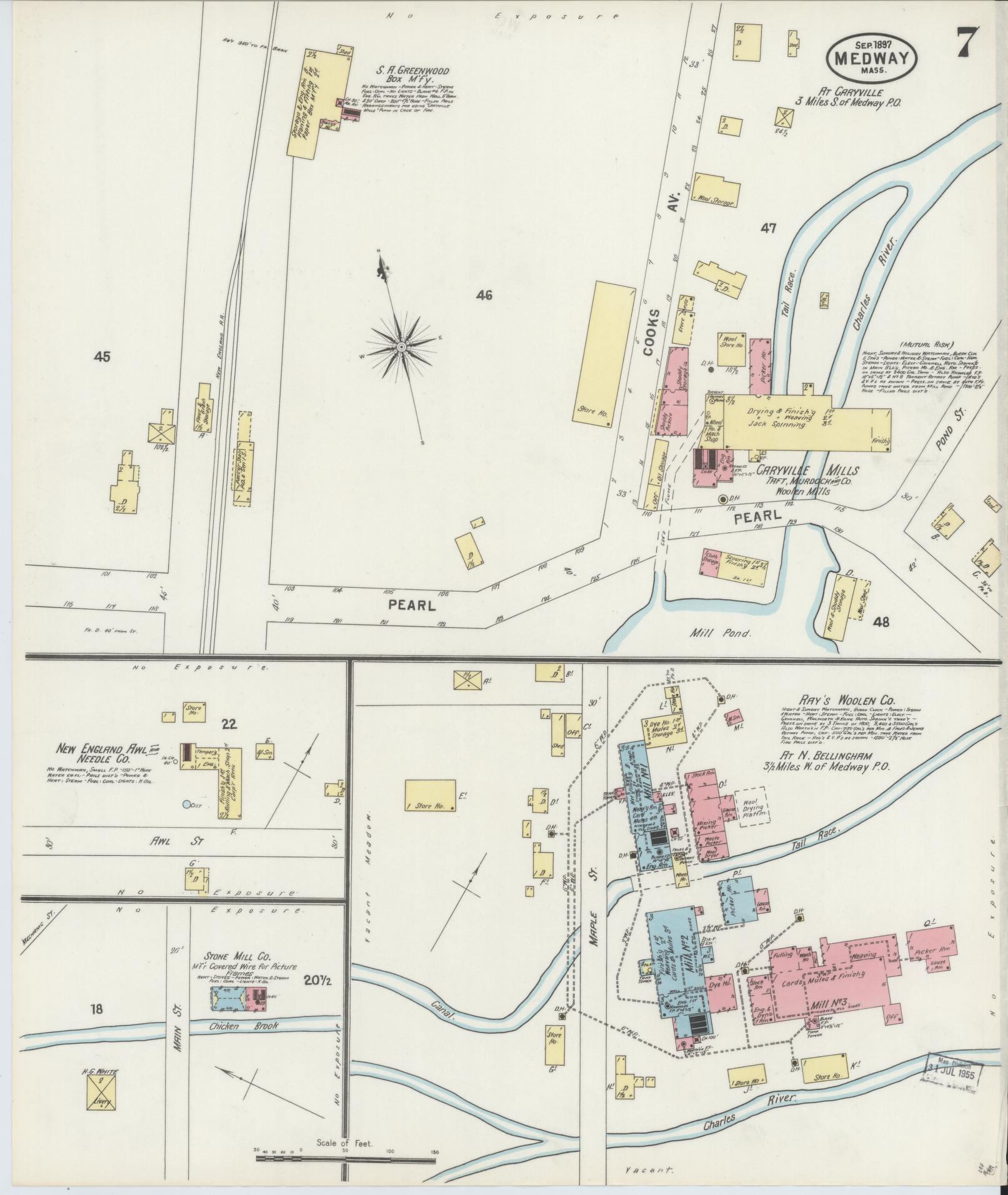 Sanborn Fire Insurance Map from Medway, Norfolk County, Massachusetts (1897), Sheet #0007 - Complete Map Set gallery image, historic Sanborn map, vintage wall art, Massachusetts Massachusetts