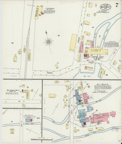 Sanborn Fire Insurance Map from Medway, Norfolk County, Massachusetts (1897), Sheet #0007 - Complete Map Set gallery image, historic Sanborn map, vintage wall art, Massachusetts Massachusetts