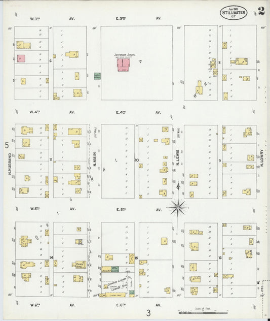 Sanborn Fire Insurance Map from Stillwater, Payne County, Oklahoma (1901), Sheet #0002 - Historic Sanborn Fire Insurance Map Print, vintage old map wall art, antique decor, genealogy gift, Oklahoma Oklahoma map