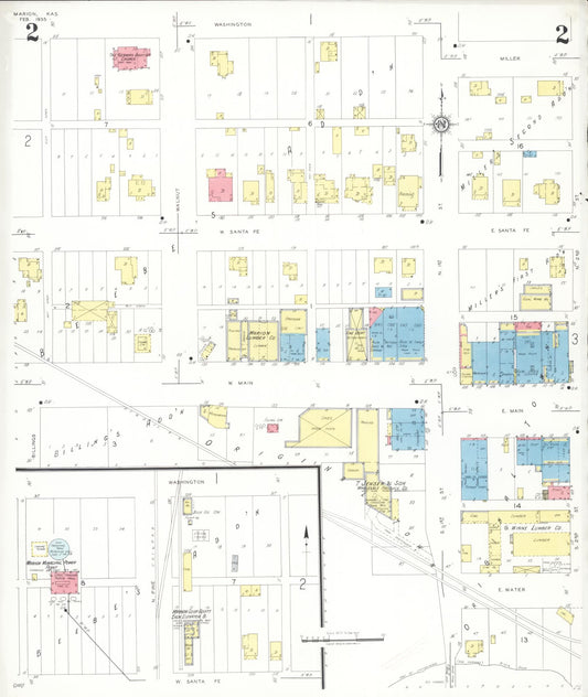 Sanborn Fire Insurance Map from Marion, Marion County, Kansas (1935), Sheet #0002 - Historic Sanborn Fire Insurance Map Print, vintage old map wall art, antique decor, genealogy gift, Kansas Kansas map