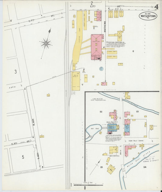 Sanborn Fire Insurance Map from Watsontown, Northumberland County, Pennsylvania (1901), Sheet #0004 - Historic Sanborn Fire Insurance Map Print, vintage old map wall art, antique decor, genealogy gift, Pennsylvania Pennsylvania map