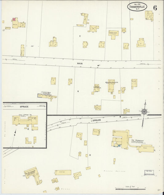 Sanborn Fire Insurance Map from Tannersville, Greene County, New York (1912), Sheet #0006 - Historic Sanborn Fire Insurance Map Print, vintage old map wall art, antique decor, genealogy gift, New York New York map