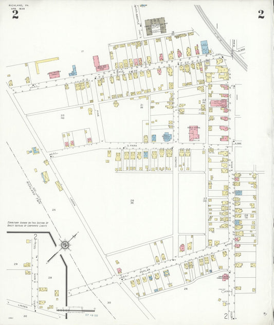 Sanborn Fire Insurance Map from Richland, Lebanon County, Pennsylvania (1939), Sheet #0002 - Historic Sanborn Fire Insurance Map Print, vintage old map wall art, antique decor, genealogy gift, Pennsylvania Pennsylvania map