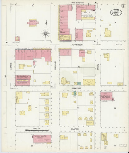 Sanborn Fire Insurance Map from Quincy, Gadsden County, Florida (1907), Sheet #0004 - Complete Map Set gallery image, historic Sanborn map, vintage wall art, Florida Florida