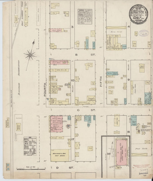 Sanborn Fire Insurance Map from Galt, Sacramento County, California (1884), Sheet #0001 - Historic Sanborn Fire Insurance Map Print, vintage old map wall art, antique decor, genealogy gift, California California map