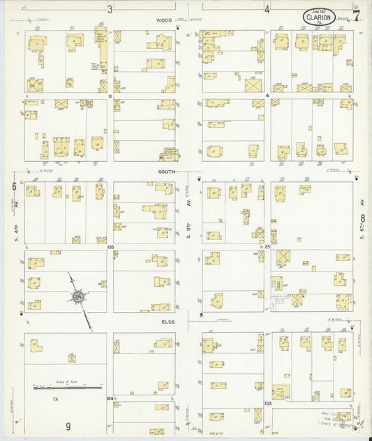 Sanborn Fire Insurance Map from Clarion, Clarion County, Pennsylvania (1912), Sheet #0007 - Historic Sanborn Fire Insurance Map Print, vintage old map wall art, antique decor, genealogy gift, Pennsylvania Pennsylvania map