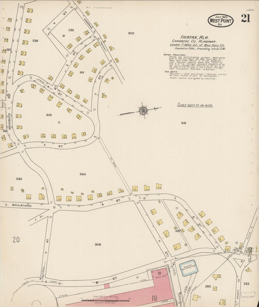 Sanborn Fire Insurance Map from West Point, Troup County, Georgia (1922), Sheet #0021 - Historic Sanborn Fire Insurance Map Print, vintage old map wall art, antique decor, genealogy gift, Georgia Georgia map