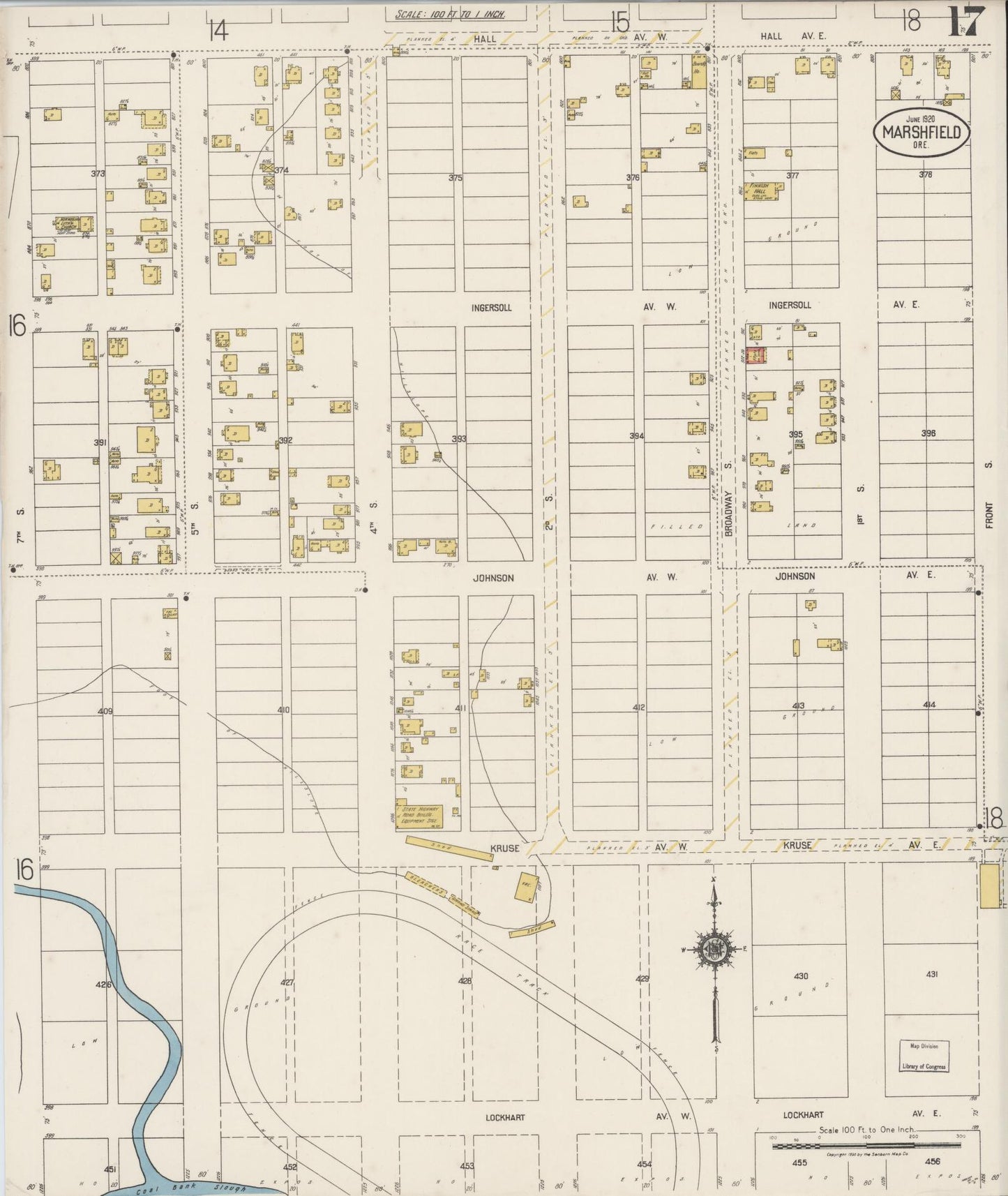 Sanborn Fire Insurance Map from Marshfield, Coos County, Oregon (1920), Sheet #0017 - Complete Map Set gallery image, historic Sanborn map, vintage wall art, Oregon Oregon