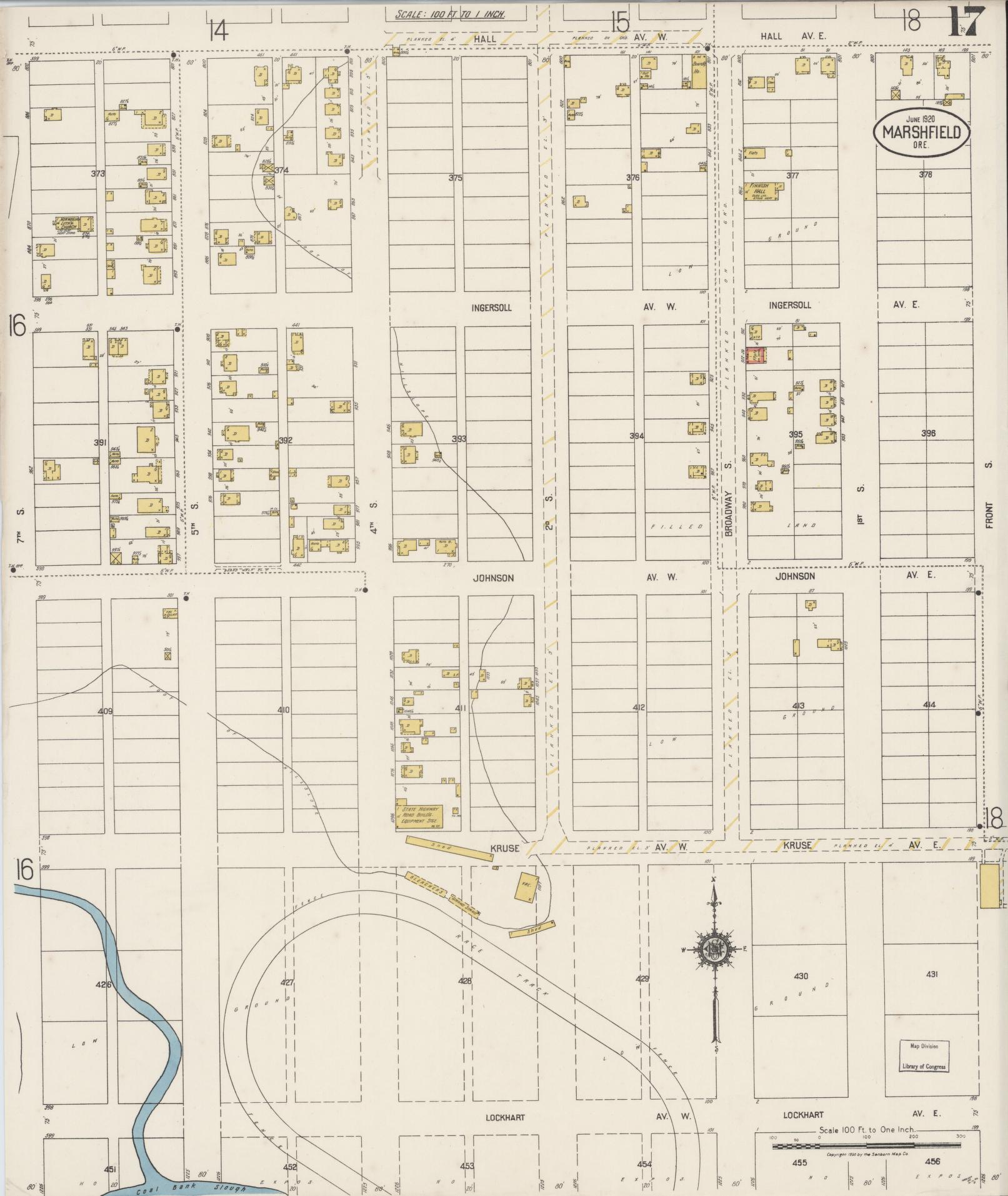 Sanborn Fire Insurance Map from Marshfield, Coos County, Oregon (1920), Sheet #0017 - Complete Map Set gallery image, historic Sanborn map, vintage wall art, Oregon Oregon