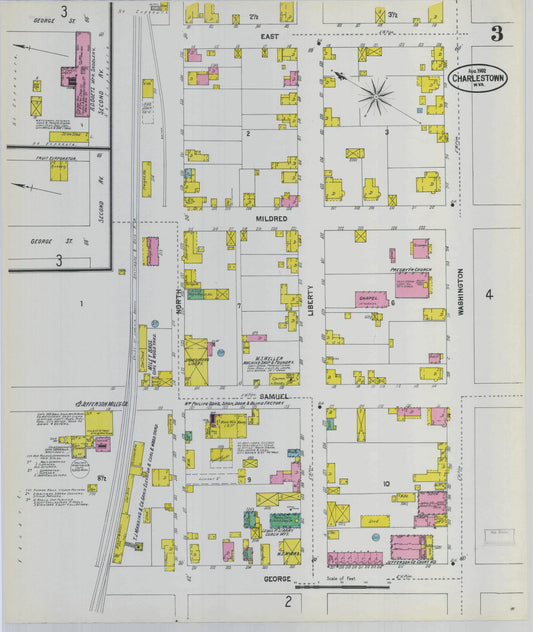 Sanborn Fire Insurance Map from Charles Town, Jefferson County, West Virginia (1902), Sheet #0003 - Historic Sanborn Fire Insurance Map Print, vintage old map wall art, antique decor, genealogy gift, West Virginia West Virginia map