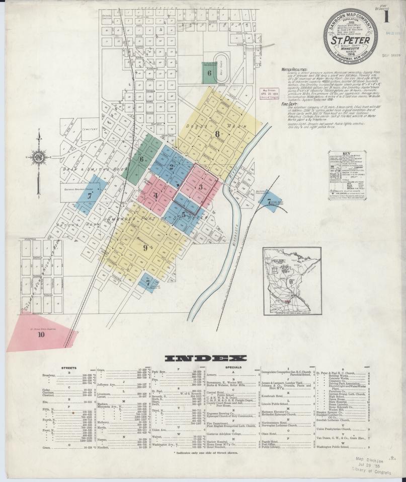 Sanborn Fire Insurance Map from Saint Peter, Nicollet County, Minnesota. (1914) – Map View