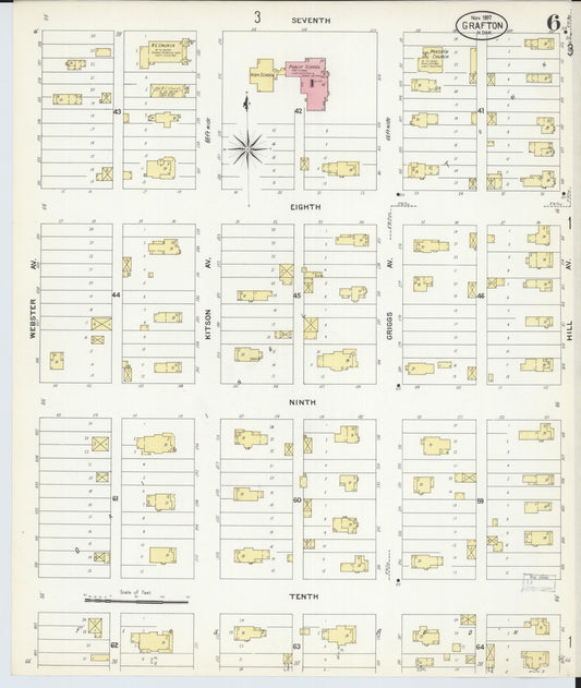 Sanborn Fire Insurance Map from Grafton, Walsh County, North Dakota (1907), Sheet #0006 - Historic Sanborn Fire Insurance Map Print, vintage old map wall art, antique decor, genealogy gift, North Dakota North Dakota map