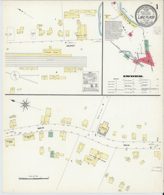 Sanborn Fire Insurance Map from Lake Placid, Essex County, New York. (1908) – Historic Sanborn Fire Insurance Map Print