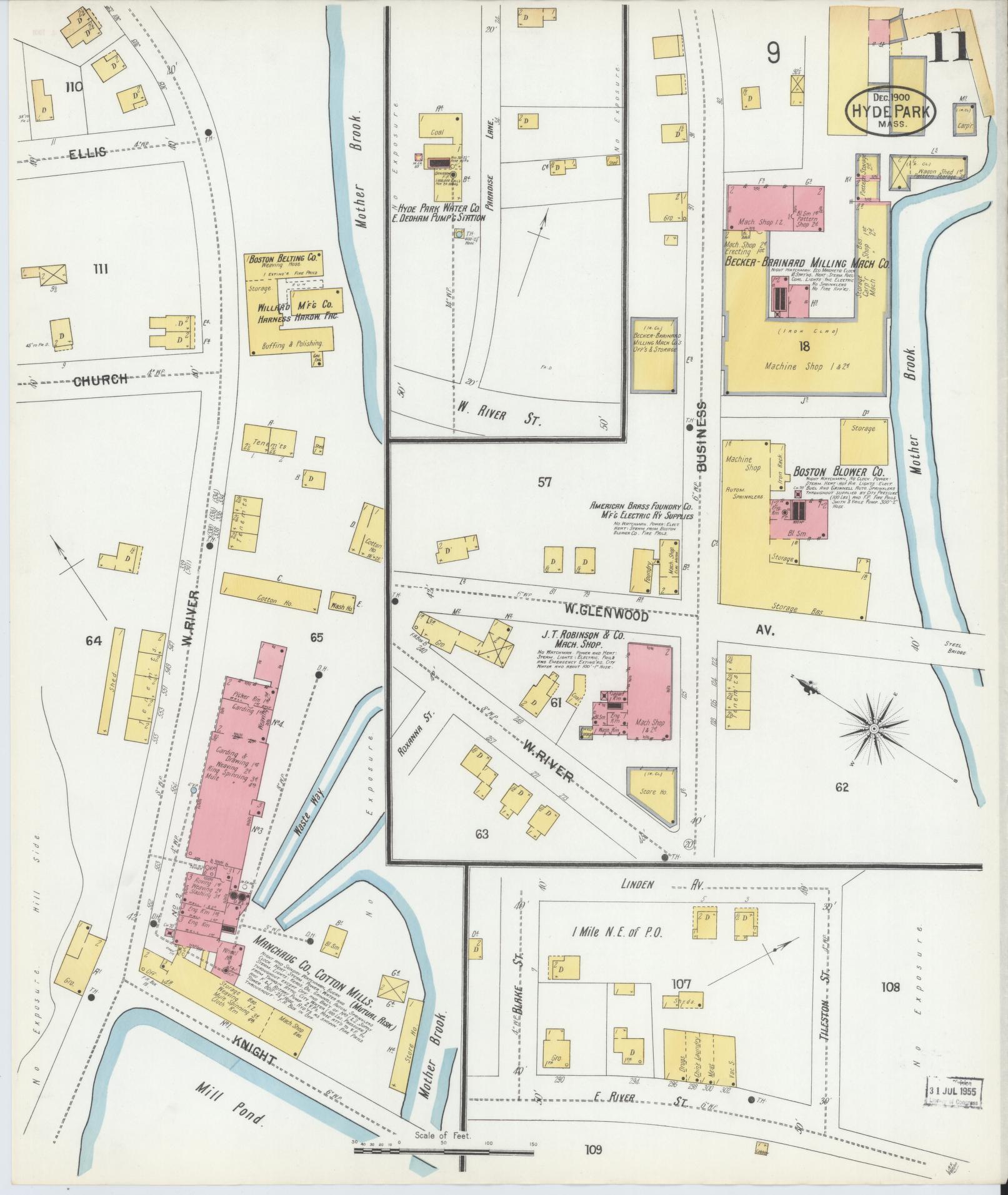 Sanborn Fire Insurance Map from Hyde Park, Norfolk County, Massachusetts (1900), Sheet #0011 - Complete Map Set gallery image, historic Sanborn map, vintage wall art, Massachusetts Massachusetts