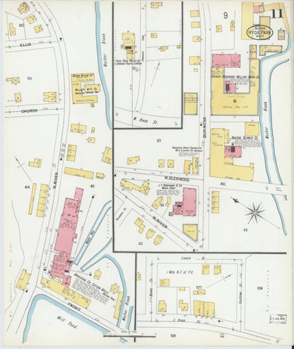 Sanborn Fire Insurance Map from Hyde Park, Norfolk County, Massachusetts (1900), Sheet #0011 - Complete Map Set gallery image, historic Sanborn map, vintage wall art, Massachusetts Massachusetts