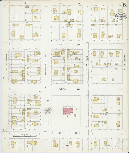 Sanborn Fire Insurance Map from Columbus, Platte County, Nebraska (1902), Sheet #0006 - Complete Map Set gallery image, historic Sanborn map, vintage wall art, Nebraska Nebraska