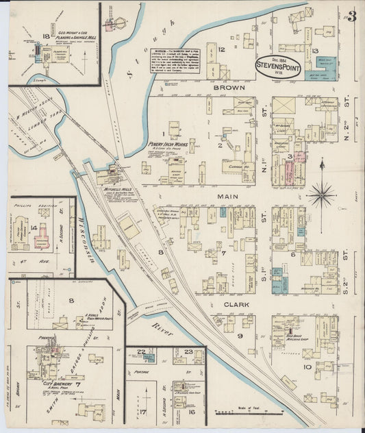 Sanborn Fire Insurance Map from Stevens Point, Portage County, Wisconsin (1884), Sheet #0003 - Historic Sanborn Fire Insurance Map Print, vintage old map wall art, antique decor, genealogy gift, Wisconsin Wisconsin map