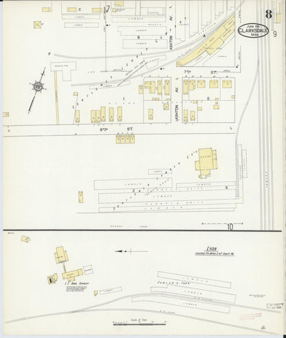 Sanborn Fire Insurance Map from Clarksdale, Coahoma County, Mississippi (1914), Sheet #0008 - Complete Map Set gallery image, historic Sanborn map, vintage wall art, Mississippi Mississippi
