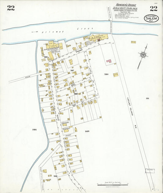 Sanborn Fire Insurance Map from Salem, Salem County, New Jersey (1923), Sheet #0022 - Historic Sanborn Fire Insurance Map Print, vintage old map wall art, antique decor, genealogy gift, New Jersey New Jersey map