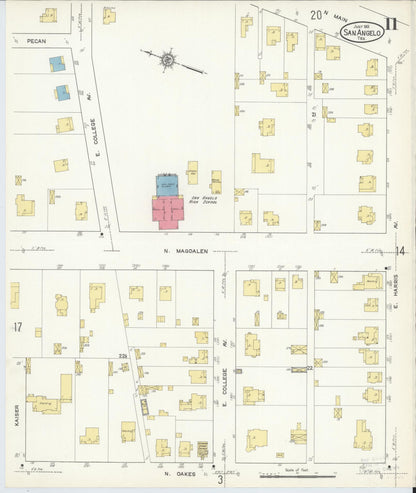 Sanborn Fire Insurance Map from San Angelo, Tom Green County, Texas (1913), Sheet #0011 - Complete Map Set gallery image, historic Sanborn map, vintage wall art, Texas Texas