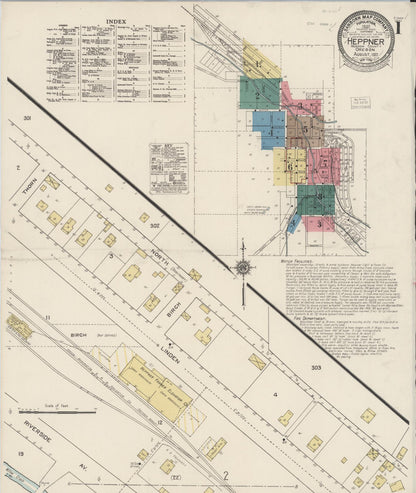Sanborn Fire Insurance Map from Heppner, Morrow County, Oregon (1922), Sheet #0001 - Complete Map Set gallery image, historic Sanborn map, vintage wall art, Oregon Oregon