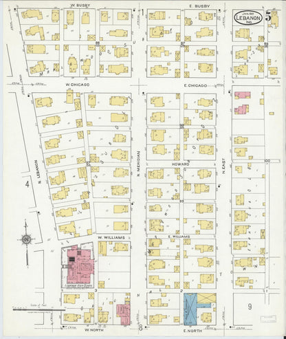 Sanborn Fire Insurance Map from Lebanon, Boone County, Indiana (1919), Sheet #0005 - Complete Map Set gallery image, historic Sanborn map, vintage wall art, Indiana Indiana