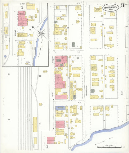 Sanborn Fire Insurance Map from Leavenworth, Chelan County, Washington (1909), Sheet #0003 - Complete Map Set gallery image, historic Sanborn map, vintage wall art, Washington Washington