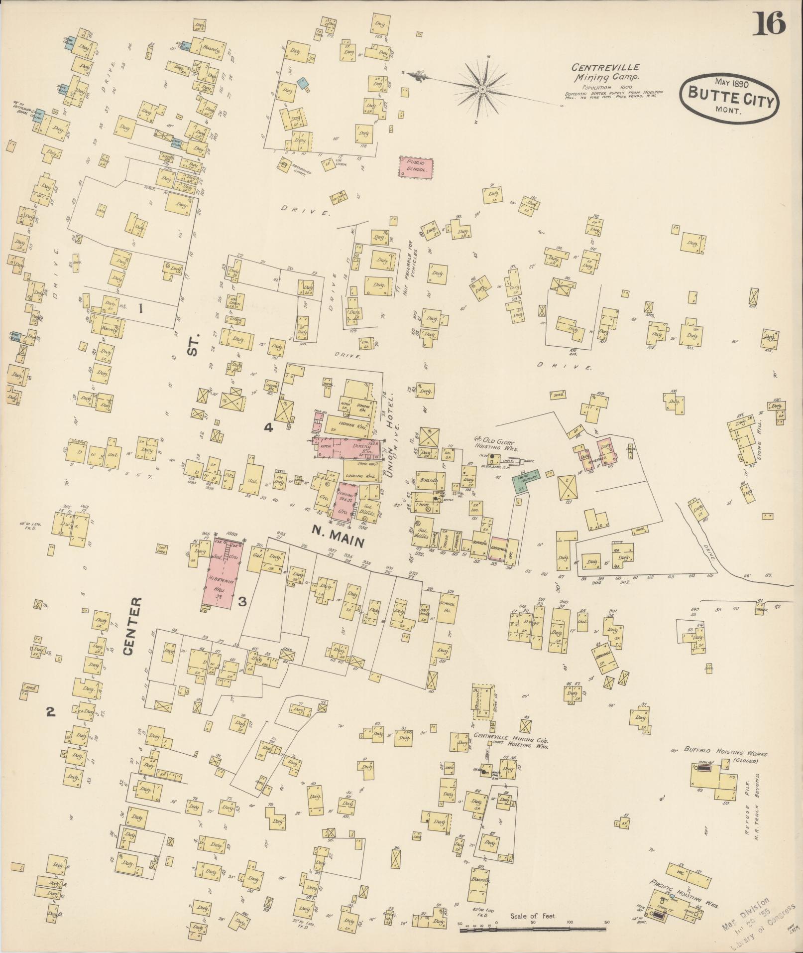 Sanborn Fire Insurance Map from Butte, Silver Bow County, Montana (1890), Sheet #0016 - Complete Map Set gallery image, historic Sanborn map, vintage wall art, Montana Montana