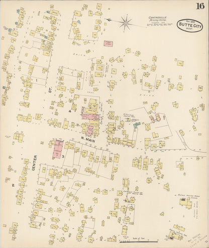 Sanborn Fire Insurance Map from Butte, Silver Bow County, Montana (1890), Sheet #0016 - Complete Map Set gallery image, historic Sanborn map, vintage wall art, Montana Montana