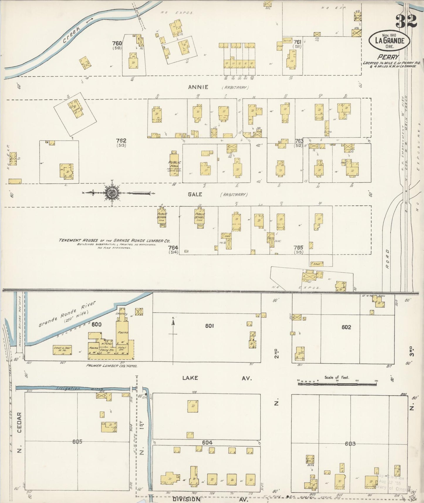 Sanborn Fire Insurance Map from La Grande, Union County, Oregon (1910), Sheet #0032 - Complete Map Set gallery image, historic Sanborn map, vintage wall art, Oregon Oregon