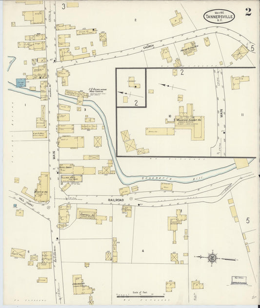 Sanborn Fire Insurance Map from Tannersville, Greene County, New York (1912), Sheet #0002 - Historic Sanborn Fire Insurance Map Print, vintage old map wall art, antique decor, genealogy gift, New York New York map
