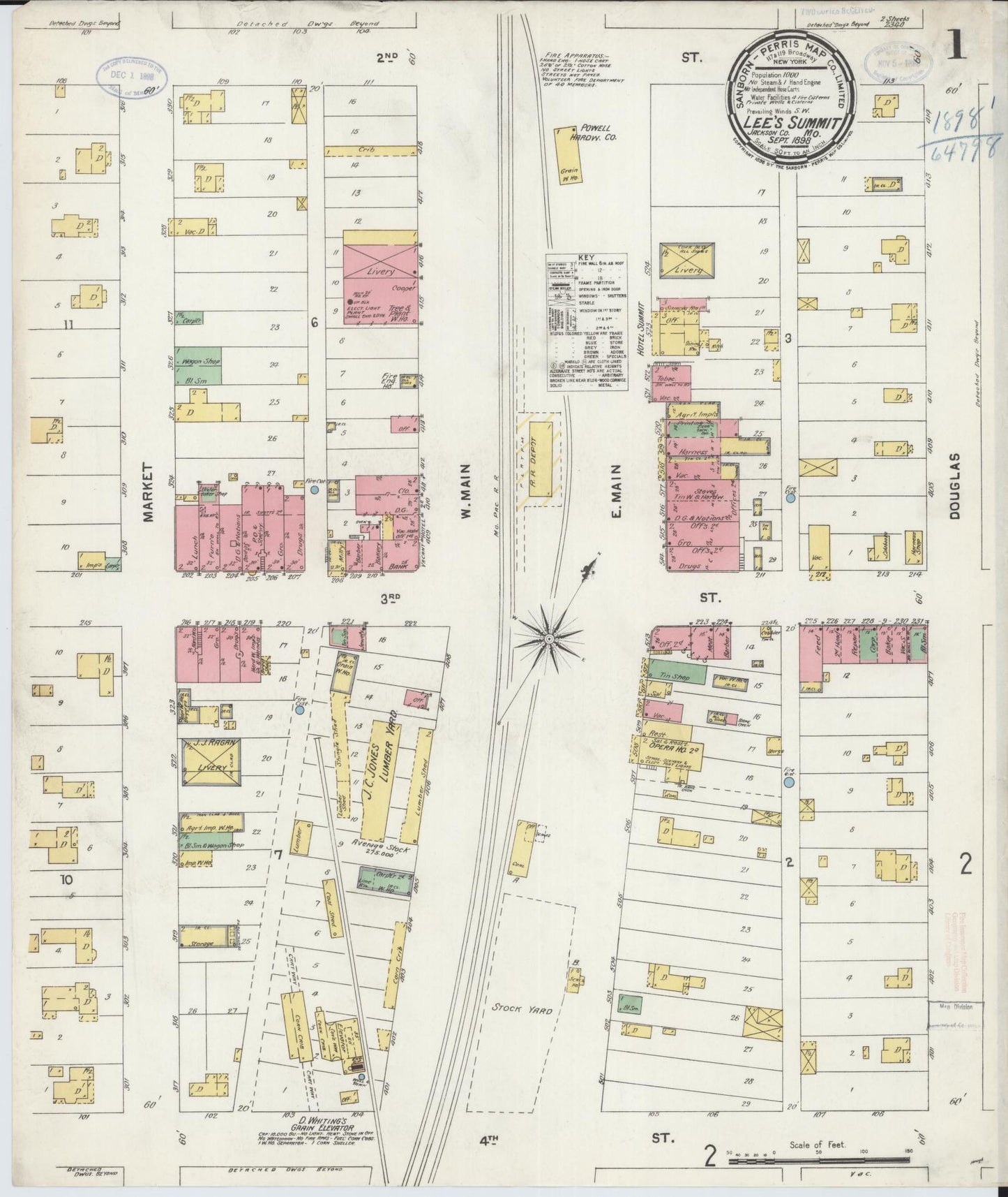 Sanborn Fire Insurance Map from Lee's Summit, Jackson County, Missouri. (1898) – Historic Sanborn Fire Insurance Map Print