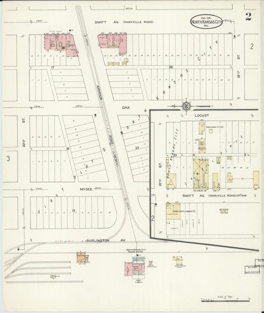 Sanborn Fire Insurance Map from North Kansas City, Clay County, Missouri (1914), Sheet #0002 - Historic Sanborn Fire Insurance Map Print, vintage old map wall art, antique decor, genealogy gift, Kansas Kansas map