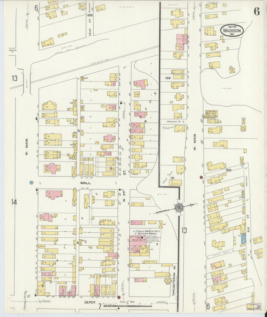 Sanborn Fire Insurance Map from Madison, Jefferson County, Indiana (1911), Sheet #0006 - Historic Sanborn Fire Insurance Map Print, vintage old map wall art, antique decor, genealogy gift, Indiana Indiana map