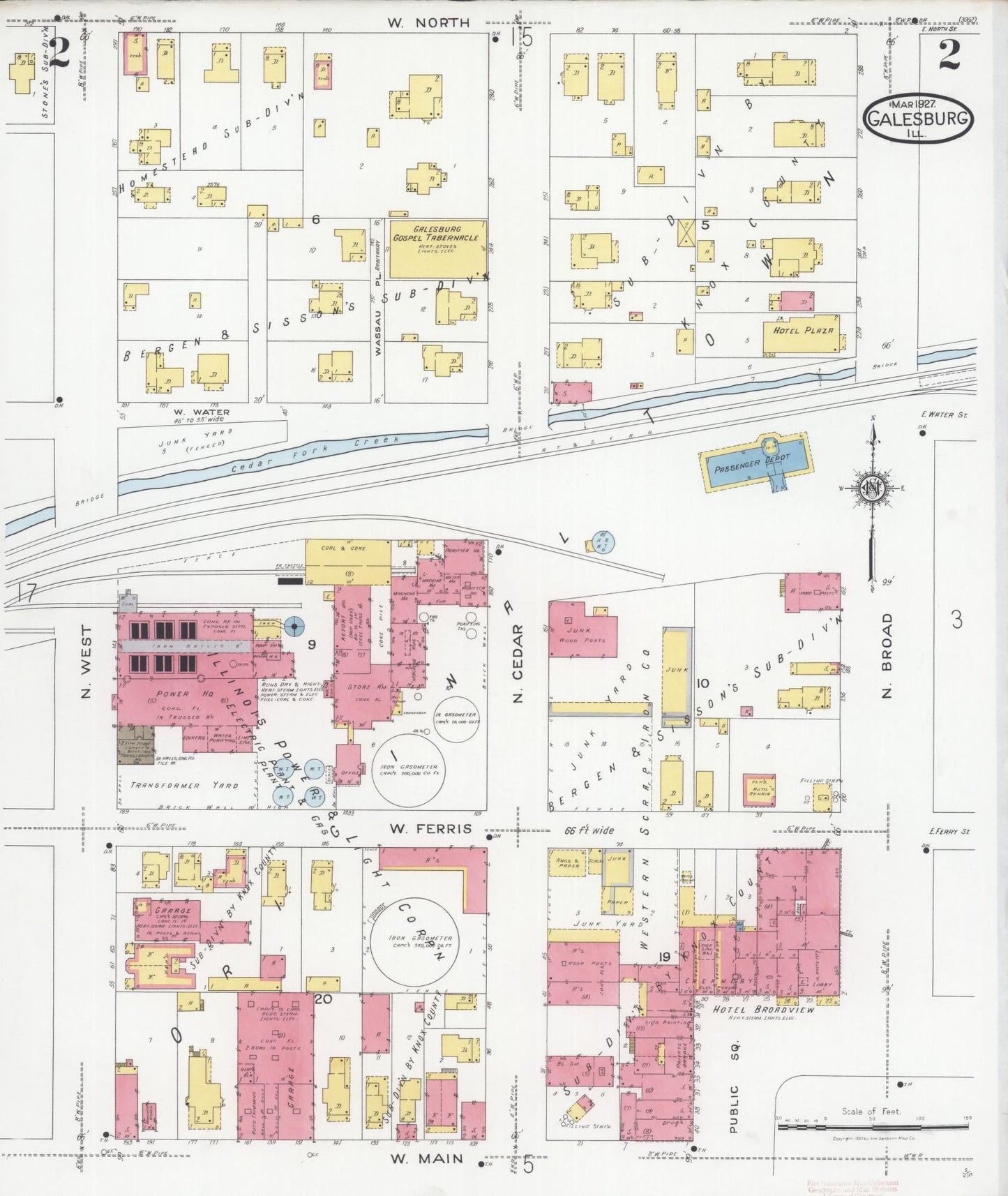 Sanborn Fire Insurance Map from Galesburg, Knox County, Illinois (1927), Sheet #0002 - Complete Map Set gallery image, historic Sanborn map, vintage wall art, Illinois Illinois