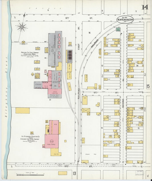 Sanborn Fire Insurance Map from New Kensington, Westmoreland County, Pennsylvania (1900), Sheet #0014 - Historic Sanborn Fire Insurance Map Print, vintage old map wall art, antique decor, genealogy gift, Pennsylvania Pennsylvania map