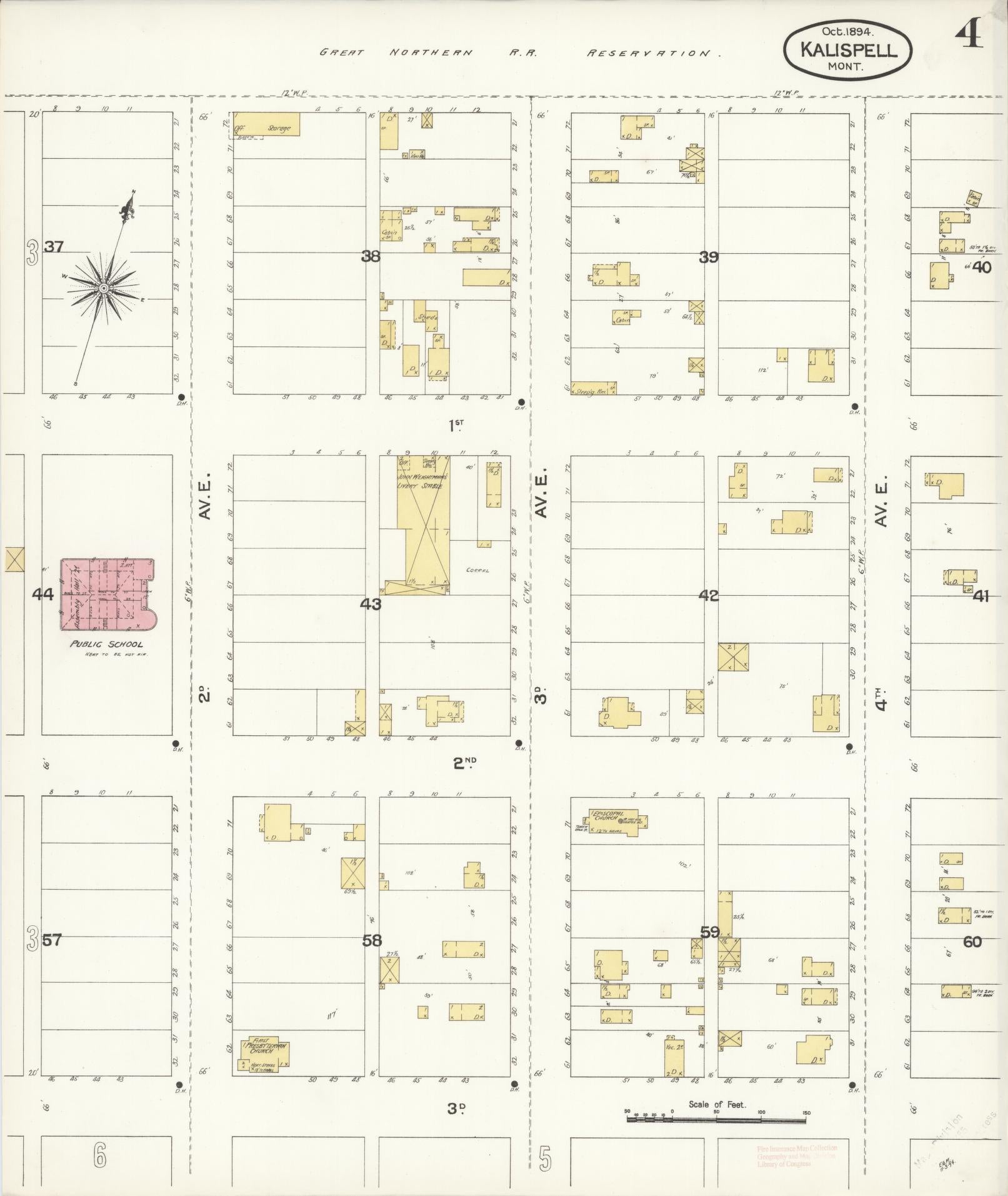 Sanborn Fire Insurance Map from Kalispell, Flathead County, Montana (1894), Sheet #0004 - Historic Sanborn Fire Insurance Map Print, vintage old map wall art, antique decor, genealogy gift, Montana Montana map