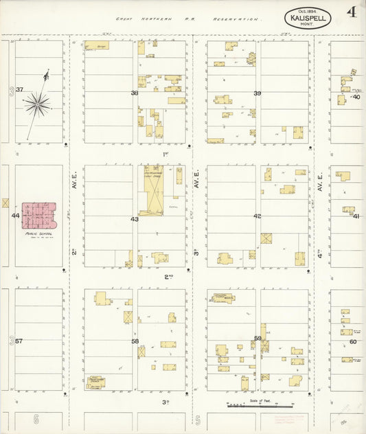 Sanborn Fire Insurance Map from Kalispell, Flathead County, Montana (1894), Sheet #0004 - Historic Sanborn Fire Insurance Map Print, vintage old map wall art, antique decor, genealogy gift, Montana Montana map