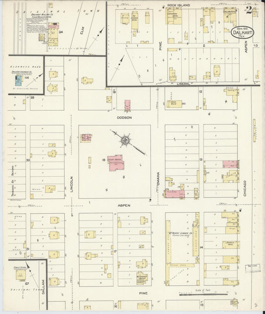 Sanborn Fire Insurance Map from Dalhart, Dallam And Hartley County, Texas (1913), Sheet #0002 - Historic Sanborn Fire Insurance Map Print, vintage old map wall art, antique decor, genealogy gift, Texas Texas map