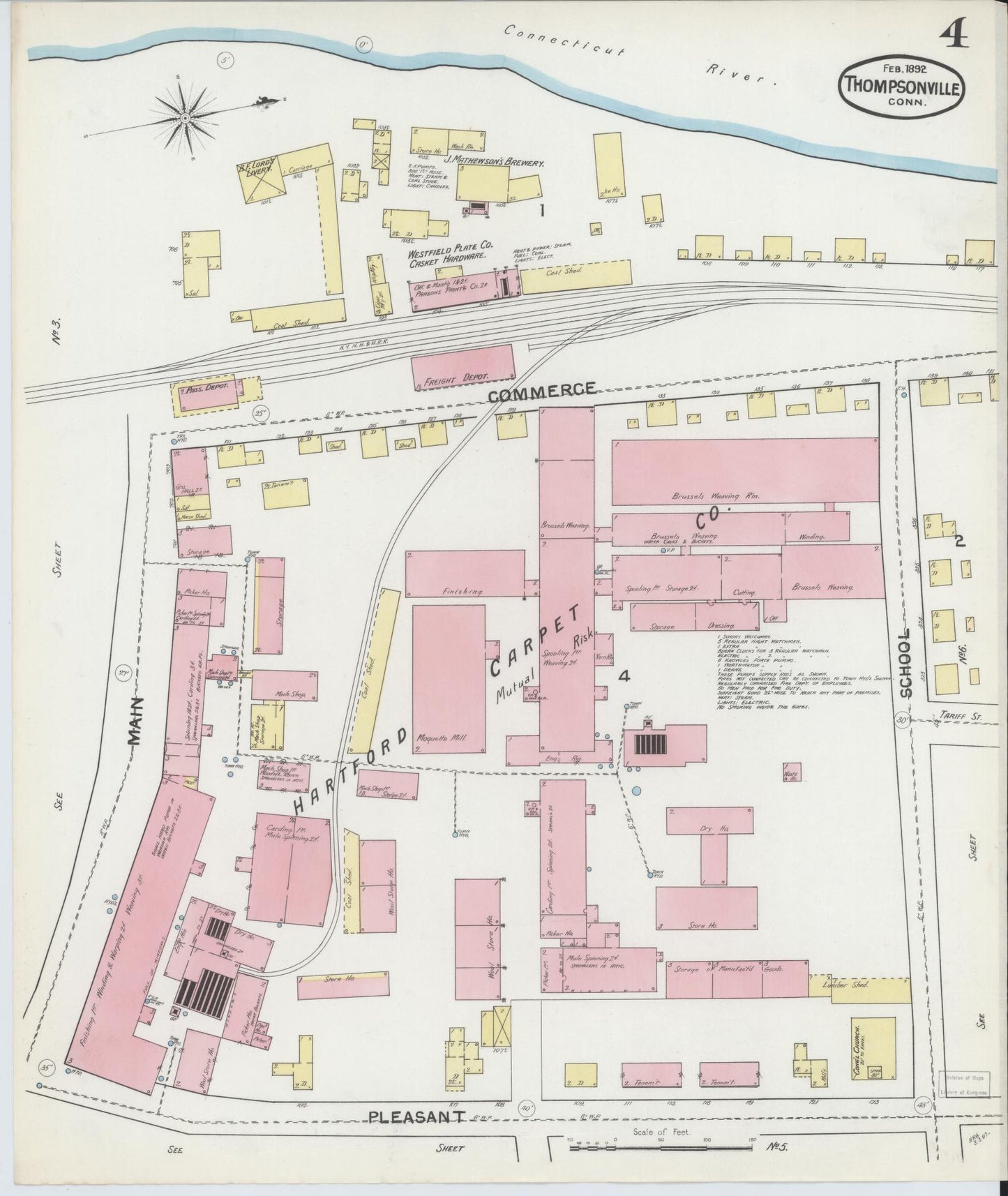Sanborn Fire Insurance Map from Thompsonville, Hartford County, Connecticut (1892), Sheet #0004 - Complete Map Set gallery image, historic Sanborn map, vintage wall art, Connecticut Connecticut