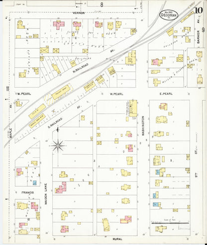 Sanborn Fire Insurance Map from Decorah, Winneshiek County, Iowa (1902), Sheet #0010 - Historic Sanborn Fire Insurance Map Print, vintage old map wall art