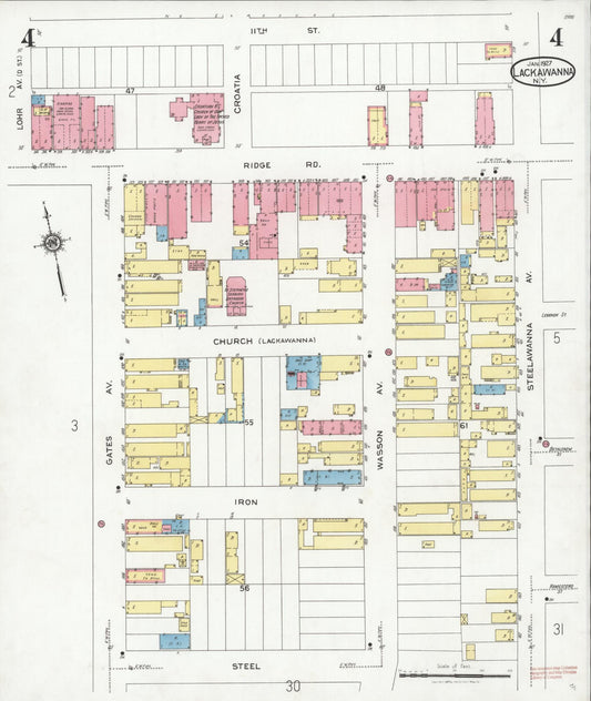 Sanborn Fire Insurance Map from Lackawanna, Erie County, New York (1927), Sheet #0004 - Historic Sanborn Fire Insurance Map Print, vintage old map wall art, antique decor, genealogy gift, New York New York map